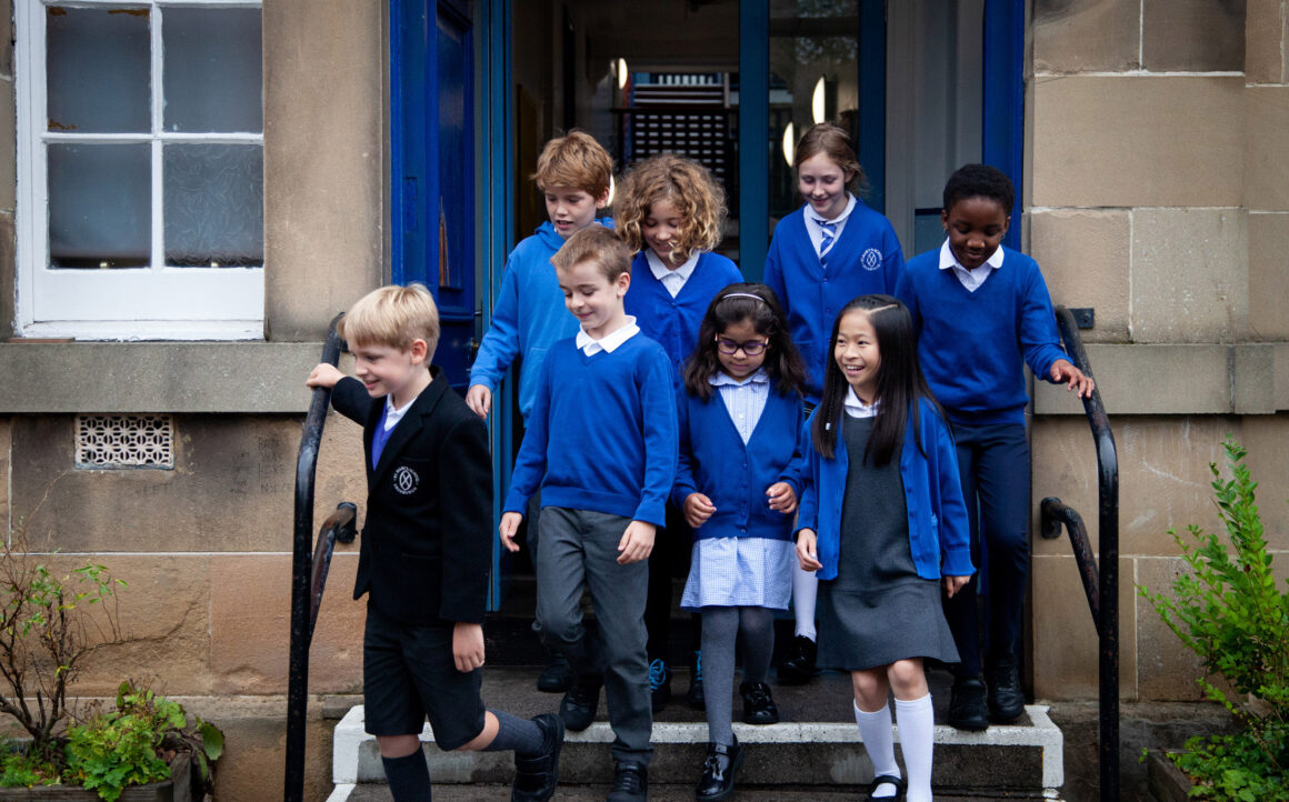 st marys pupils exiting the building