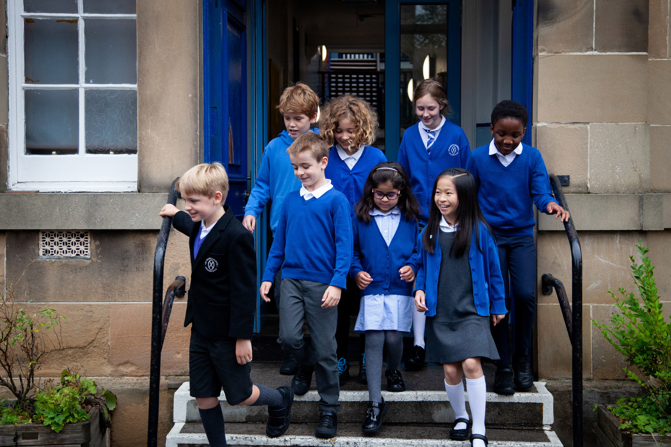 st marys pupils exiting the building